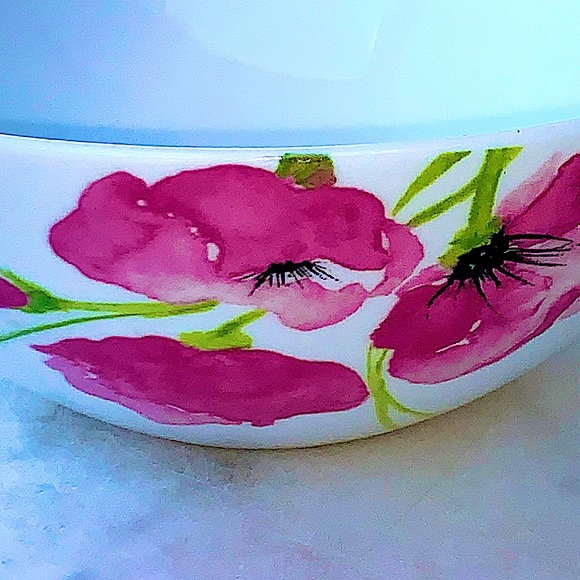 CIROA POPPIES BOWL FINE BONE CHINA NEW PINK GREEN 6 3/4TH - Picture 2 of 6